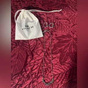 COACH Triple Stone Bow Necklace and Earrings Set